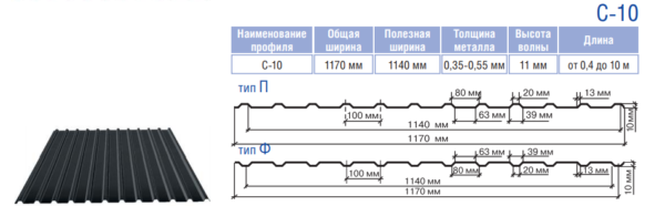 Профнастил Тектум-С / ПС - 10 оцинкованный 0,45 мм — изображение 5