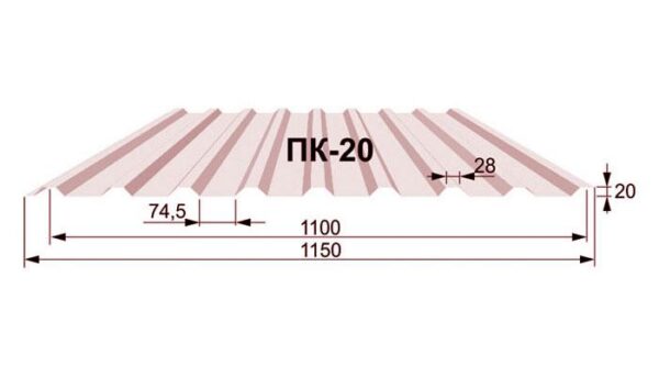 Профнастил ПС 20 коричневый | RAL 8017 | матовый | 0,45 мм | — изображение 3