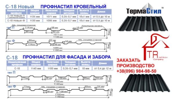 Профнастил  C 18 тип П Китай Rogo 0.45 мм.RAL 3005 глянец — изображение 3