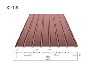 Профнастил ПС 15 • RAL 8017 • Matt • 0,5 mm • ARSELOR MITTAL • Польша •