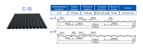 Профнастил С - 10 ZN Модуль Украина 0.5 мм — изображение 9