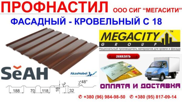 Профнастил С-18 RAL 7024 (тёмно-серый) МАТ 0.45 кровля — изображение 4
