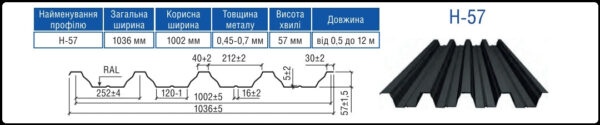 Профнастил Н 57 /  0,5 мм / РЕМА /  RAL — изображение 6