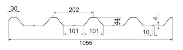 Профнастил кровельный НС-44 Мегасити 0,45 мм (матовый) Южная Корея RAL 8017 коричневый — изображение 2