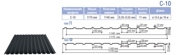Профнастил Тектум-С / ПС - 10 оцинкованный 0,45 мм — изображение 5