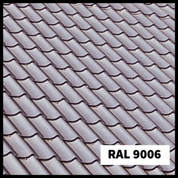 Металочерепиця Rauni Premium  ⁇  RAL 9006  ⁇  PE 0,45 мм  ⁇  Юж.Корея  ⁇